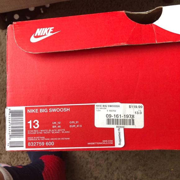 Nike Big Swoosh Gym Red Men’s Size 13 CB Barkley - Picture 5 of 5